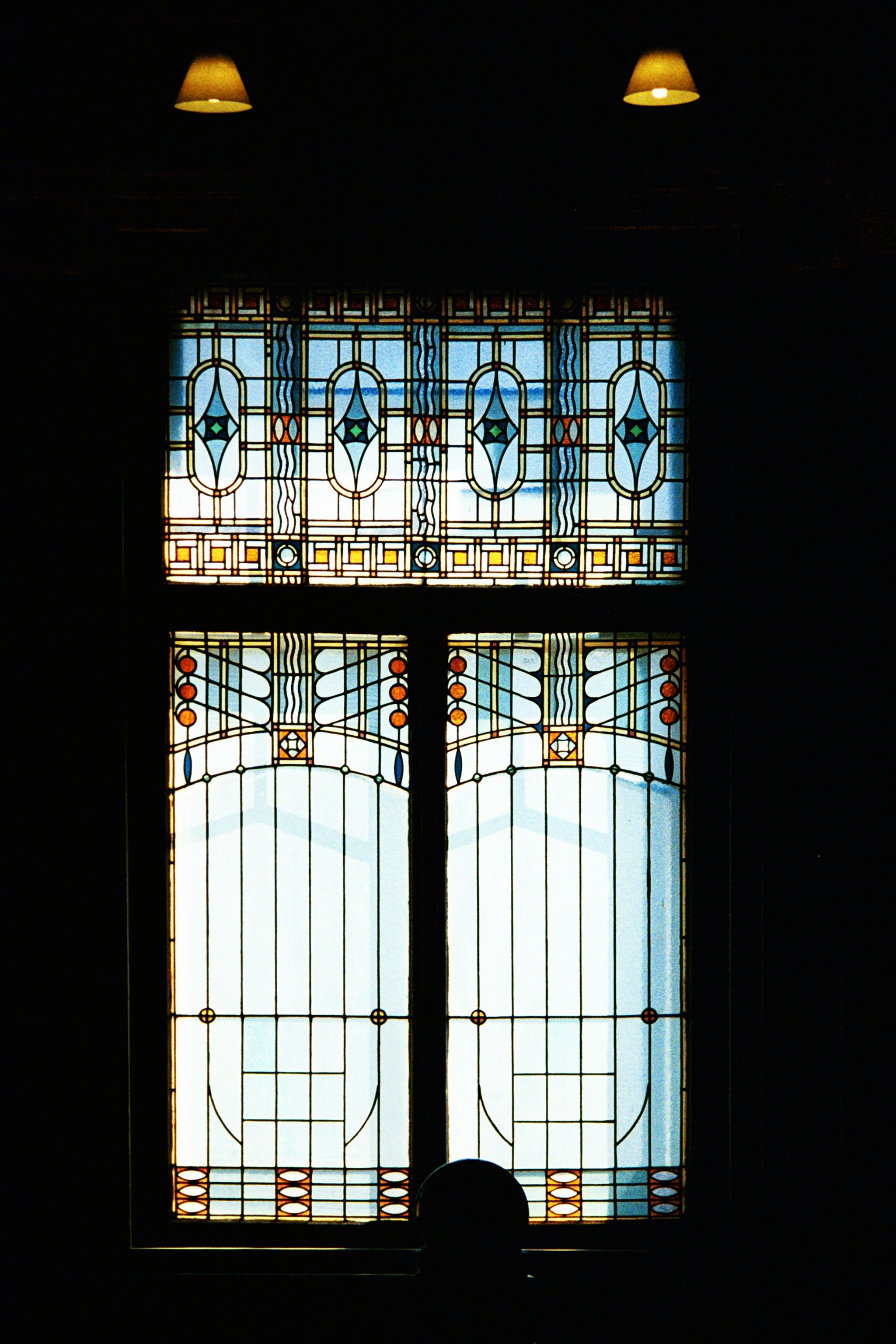 red yellow and blue stained glass