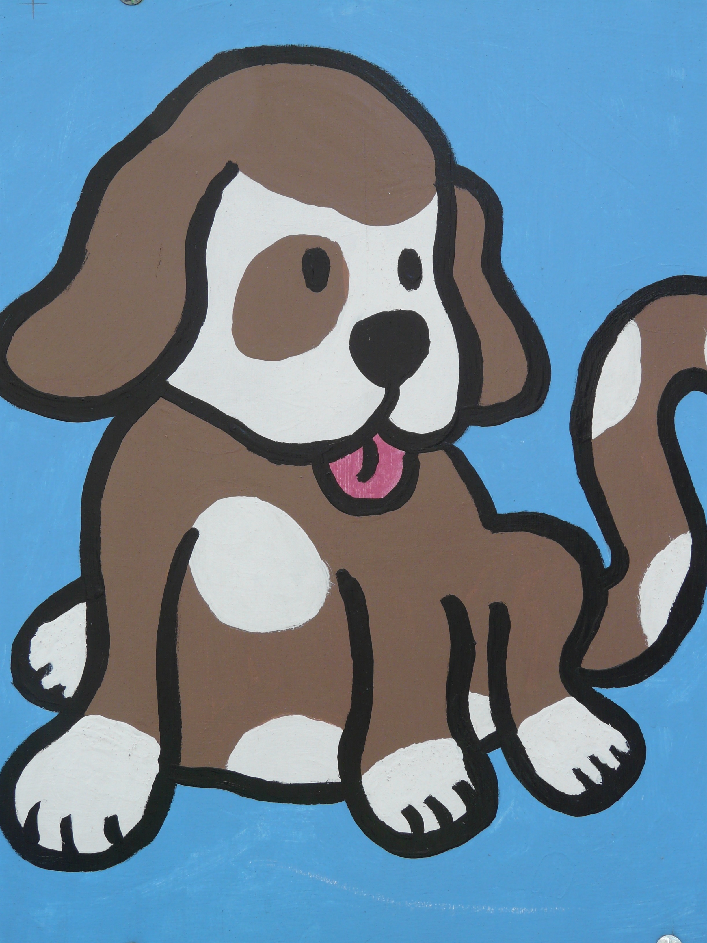 brown and white dog cartoon