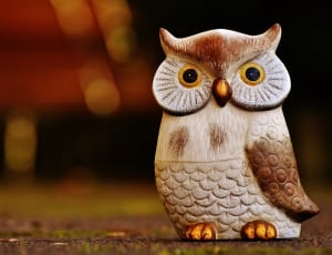 white and brown wooden owl figurine thumbnail