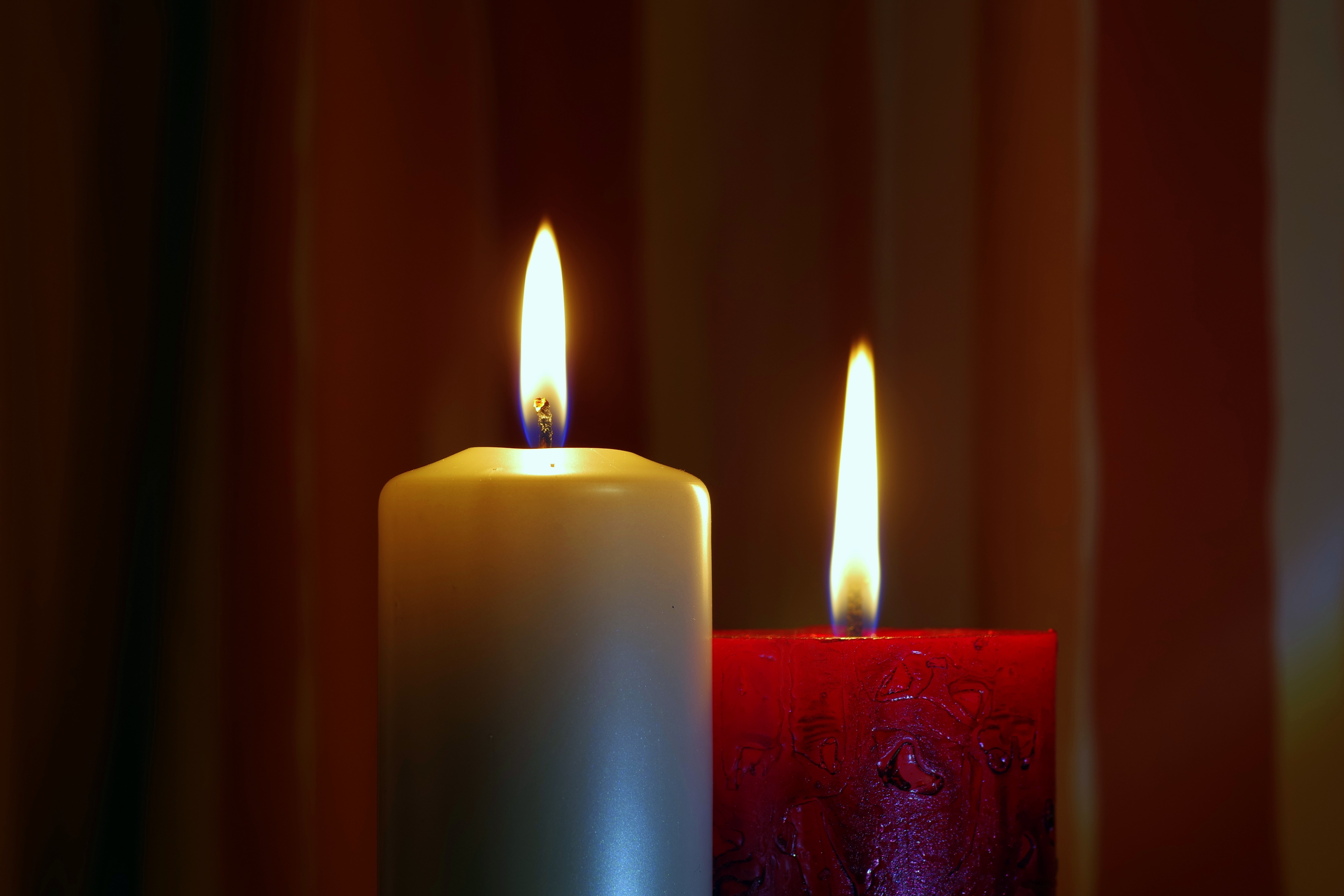 two pillar candles