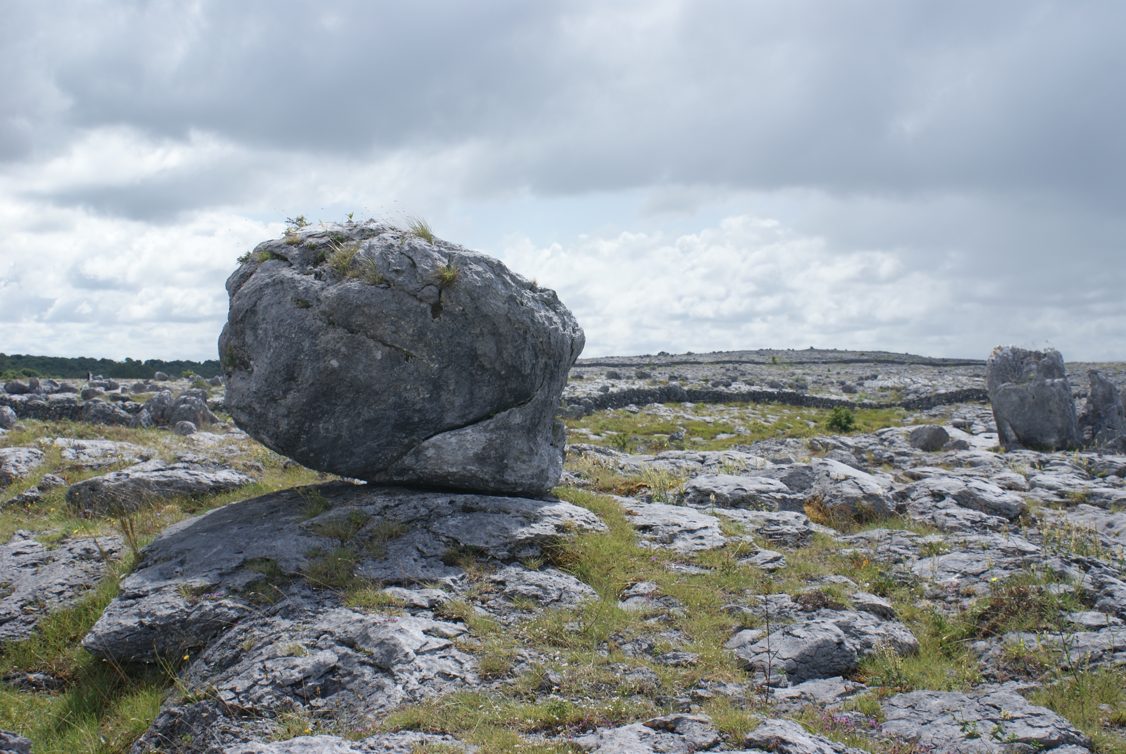grey rock formation and wide field