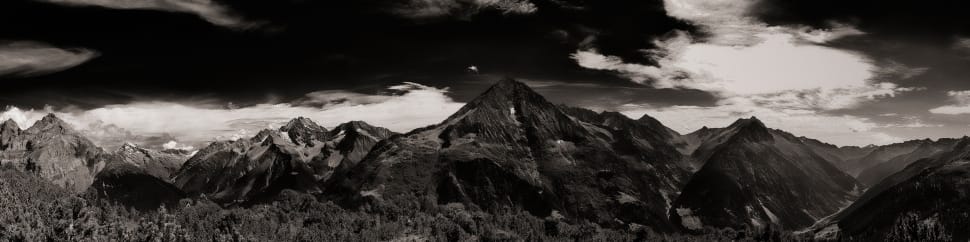 grayscale photo of mountain preview