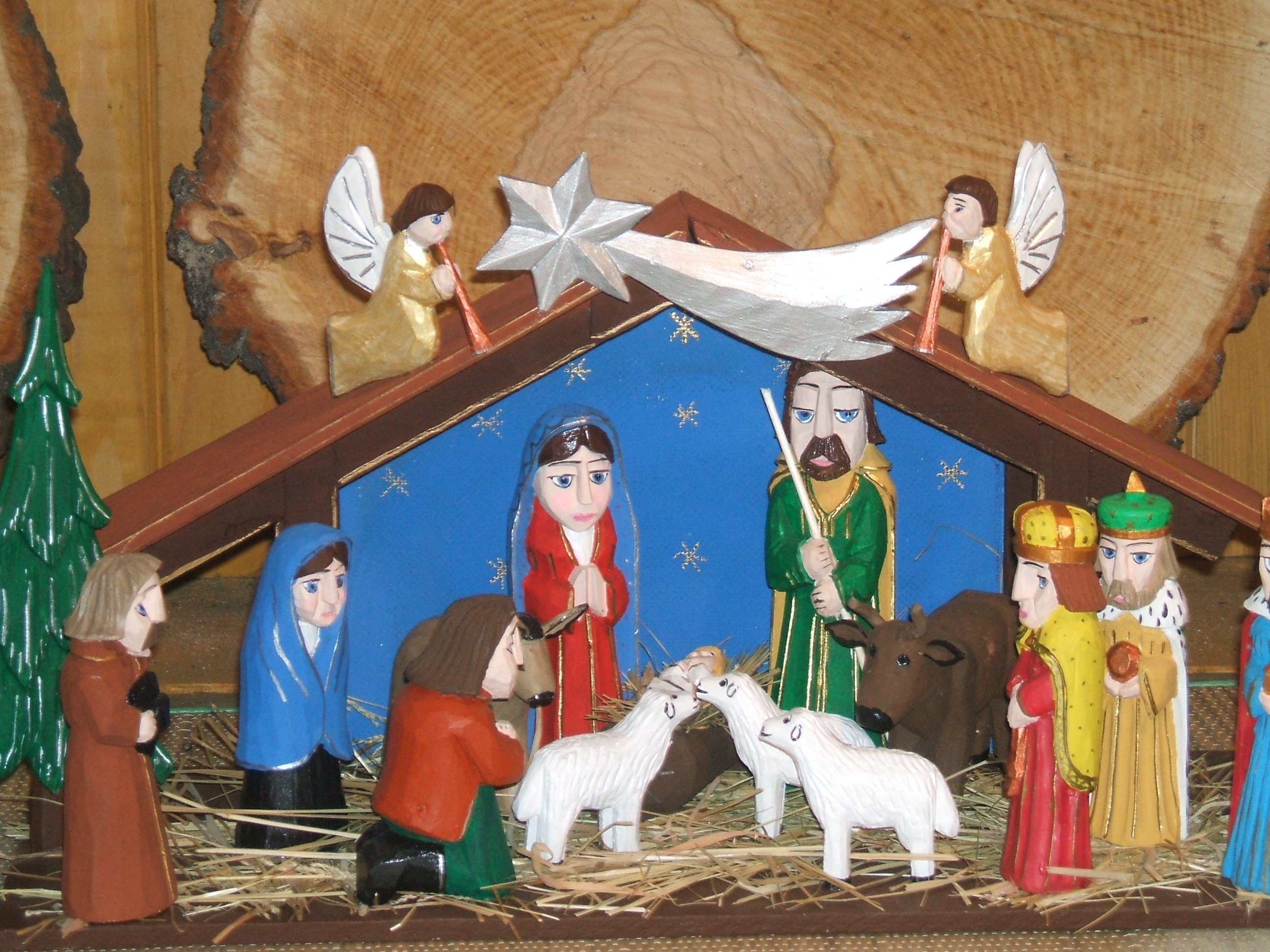 wooden nativity scene figurine