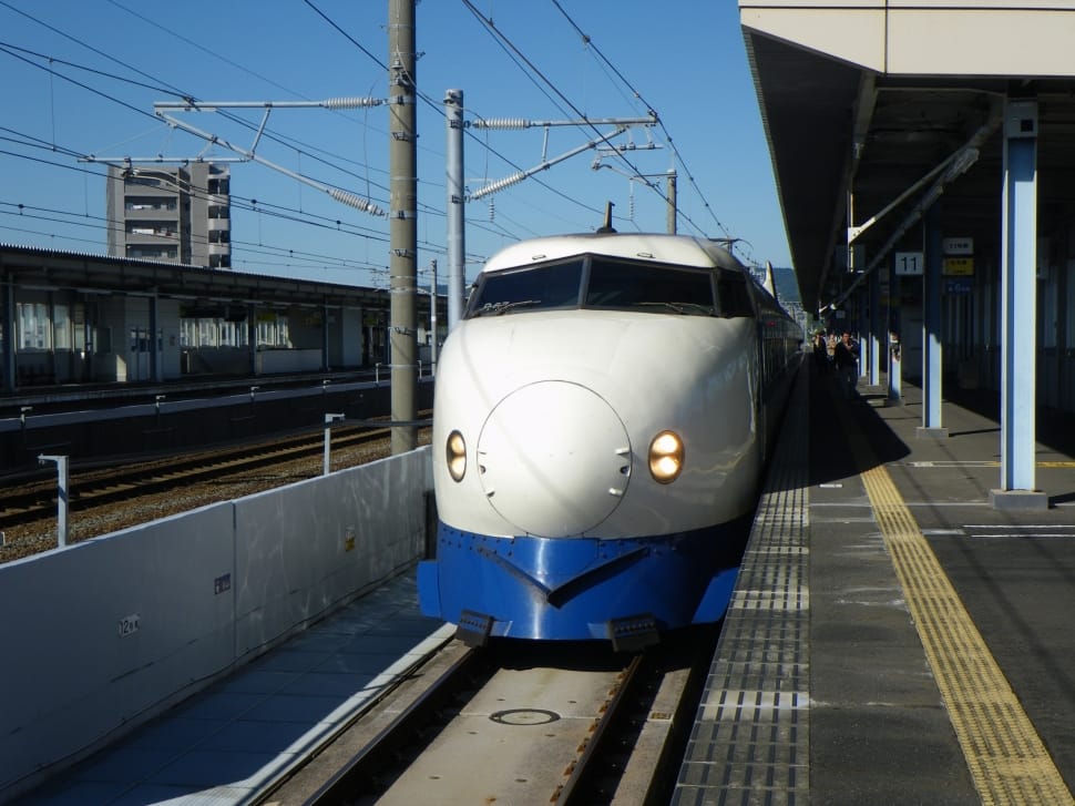 blue and white bullet train preview