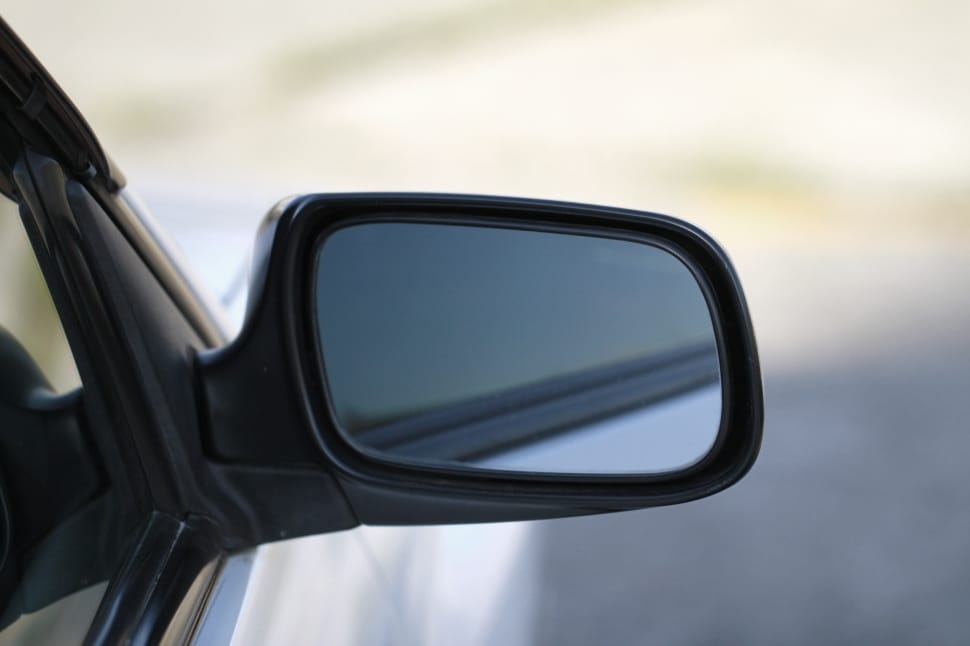 black frame right car side mirror preview