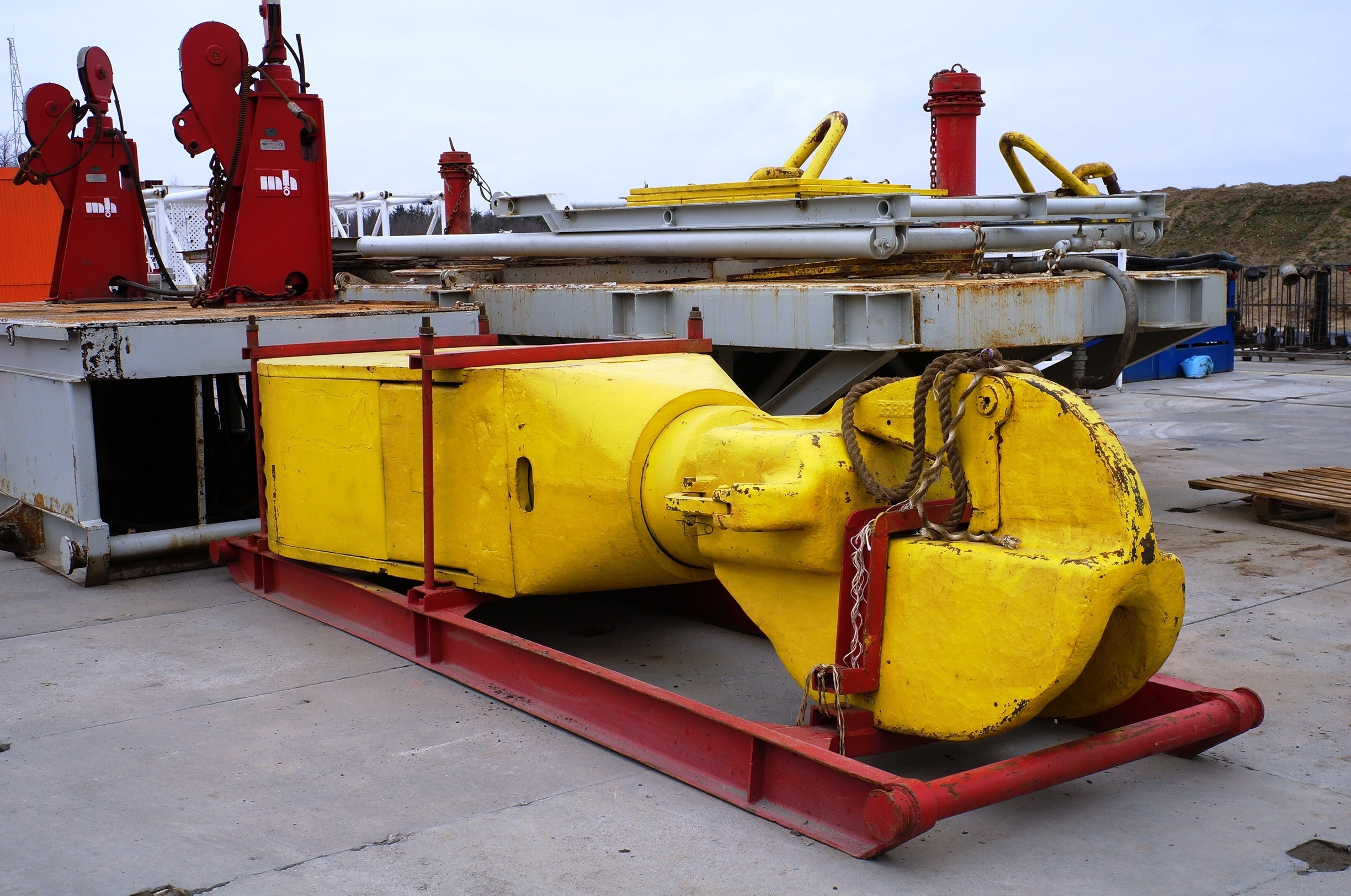 yellow and red mechanical equipment