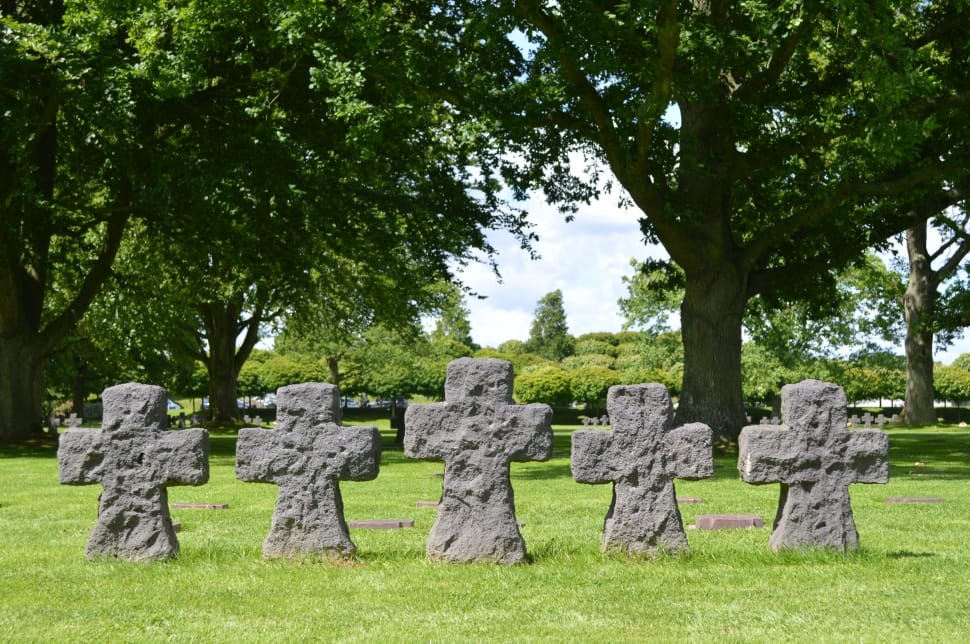 5 gray concrete cross tombstones preview