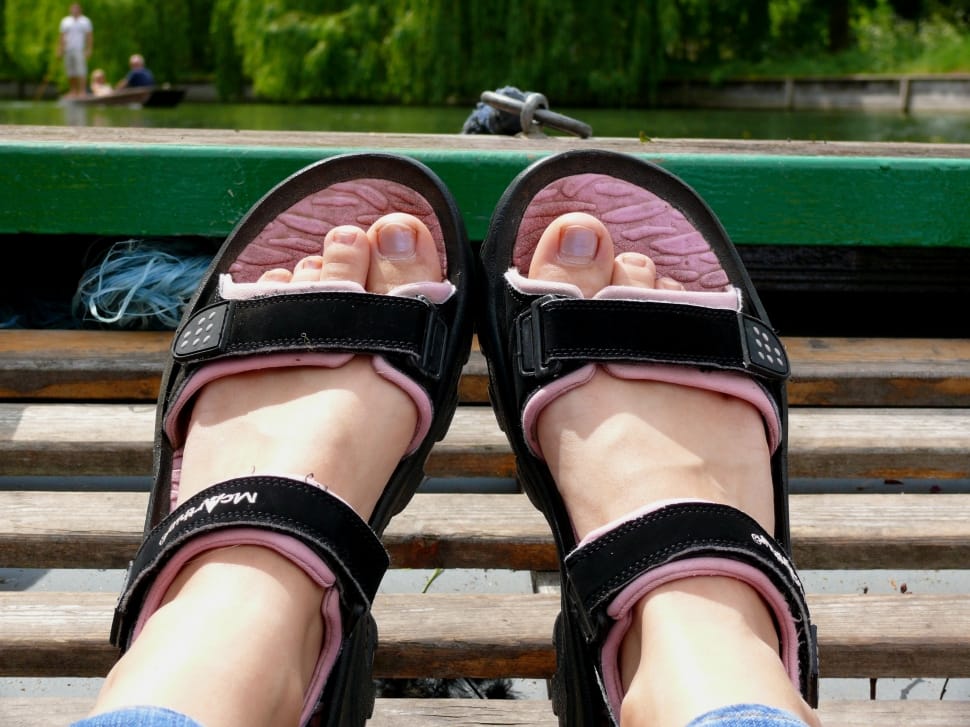 black and pink velcro sandals preview