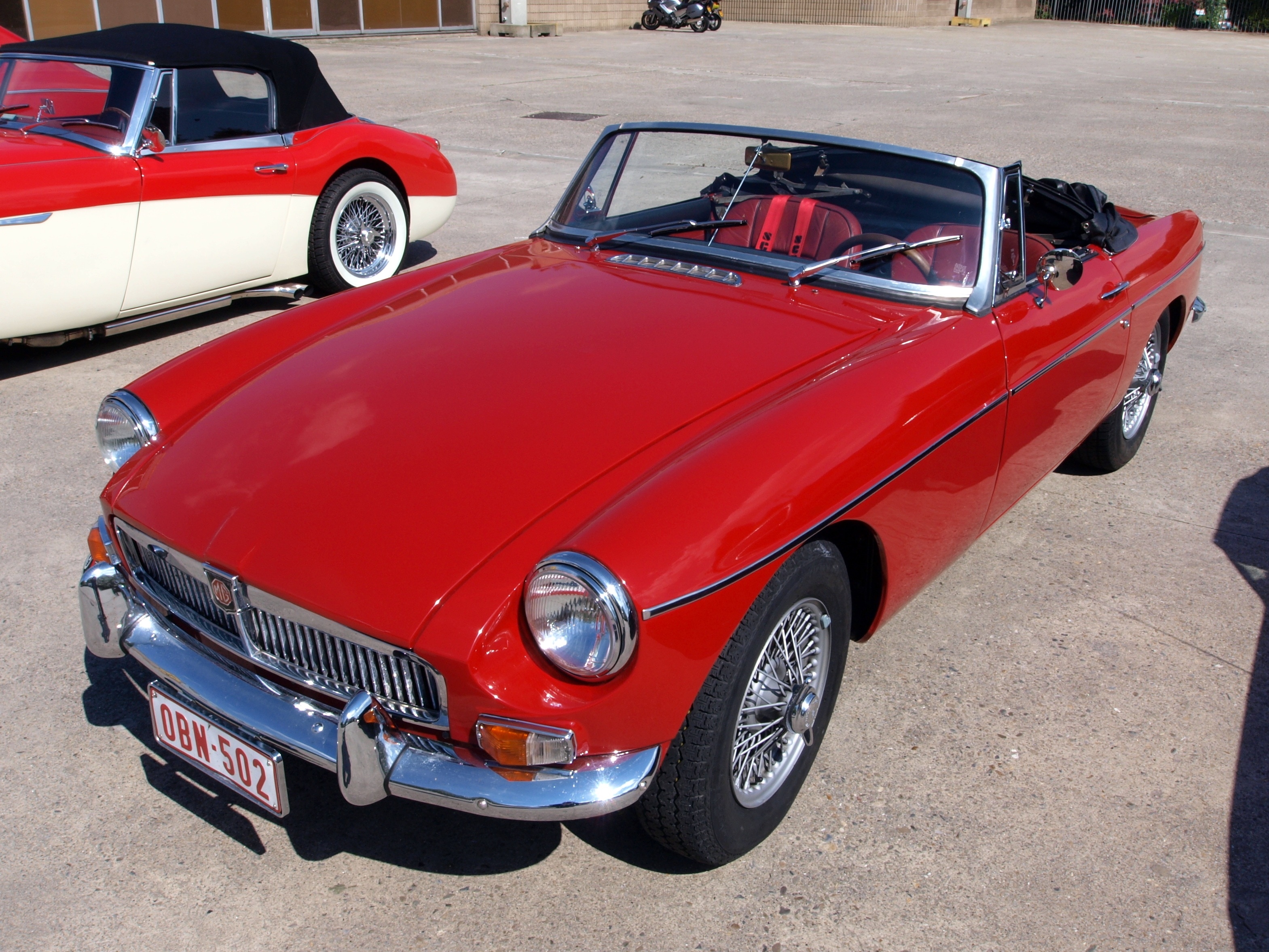 red classic MG roadster