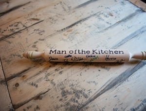 man of the kitchen brown wooden rolling pin thumbnail