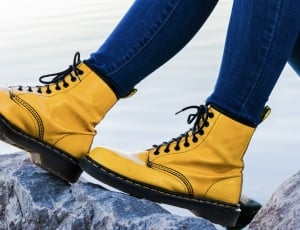 pair of yellow and black work boots thumbnail