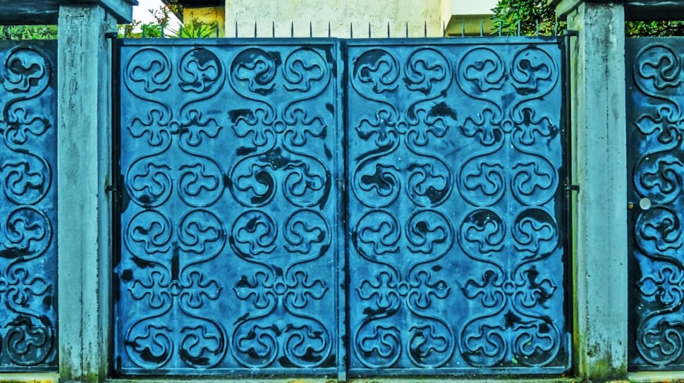 blue and green metal gate preview