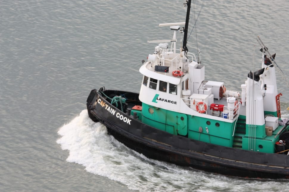 white teal and black captain cook tugboat preview