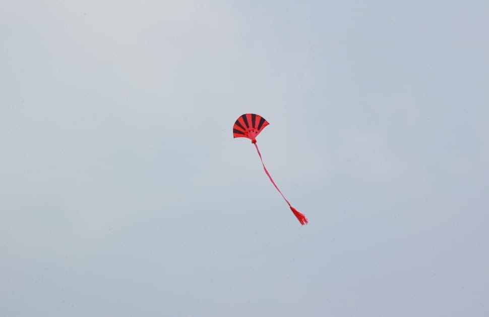 red and black hand fan shape kite preview