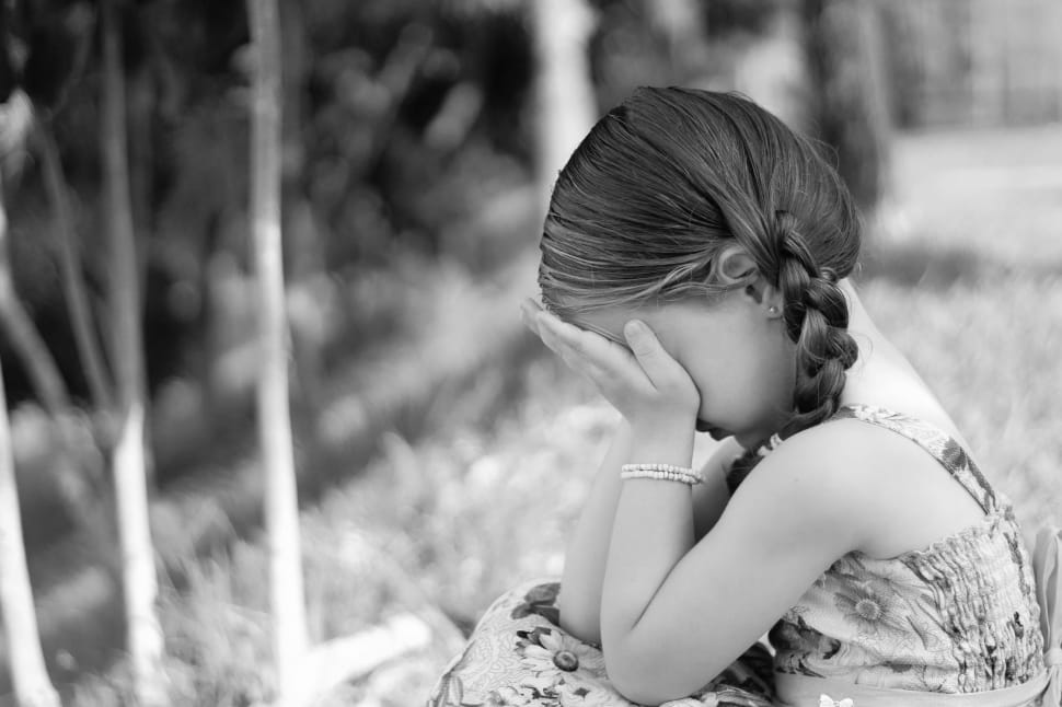 grey scale photo of girl crying preview