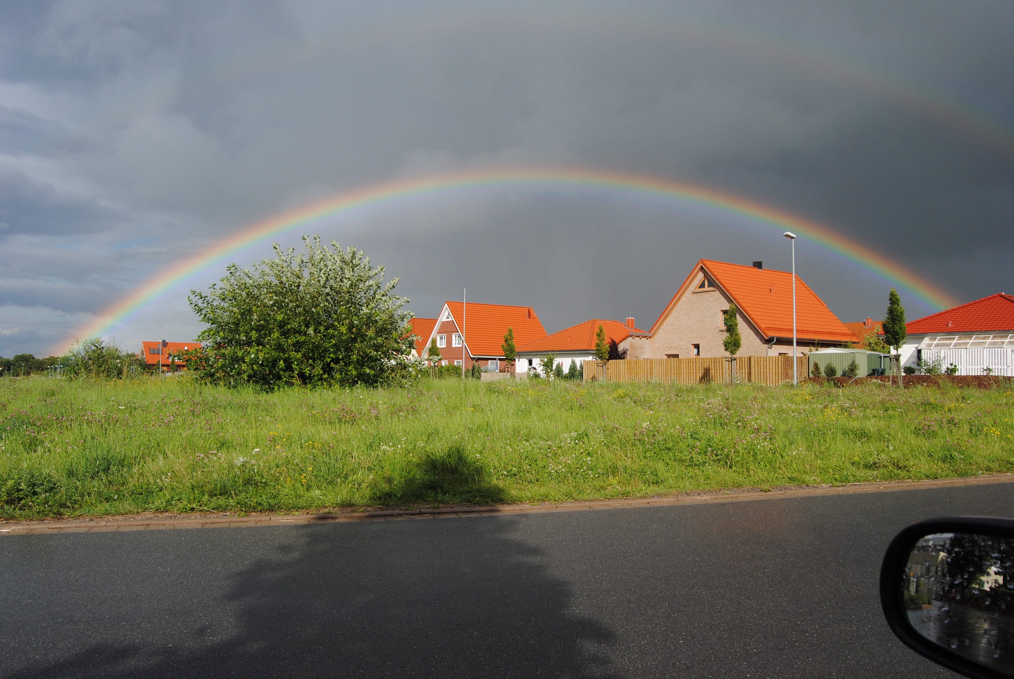 rainbow on village