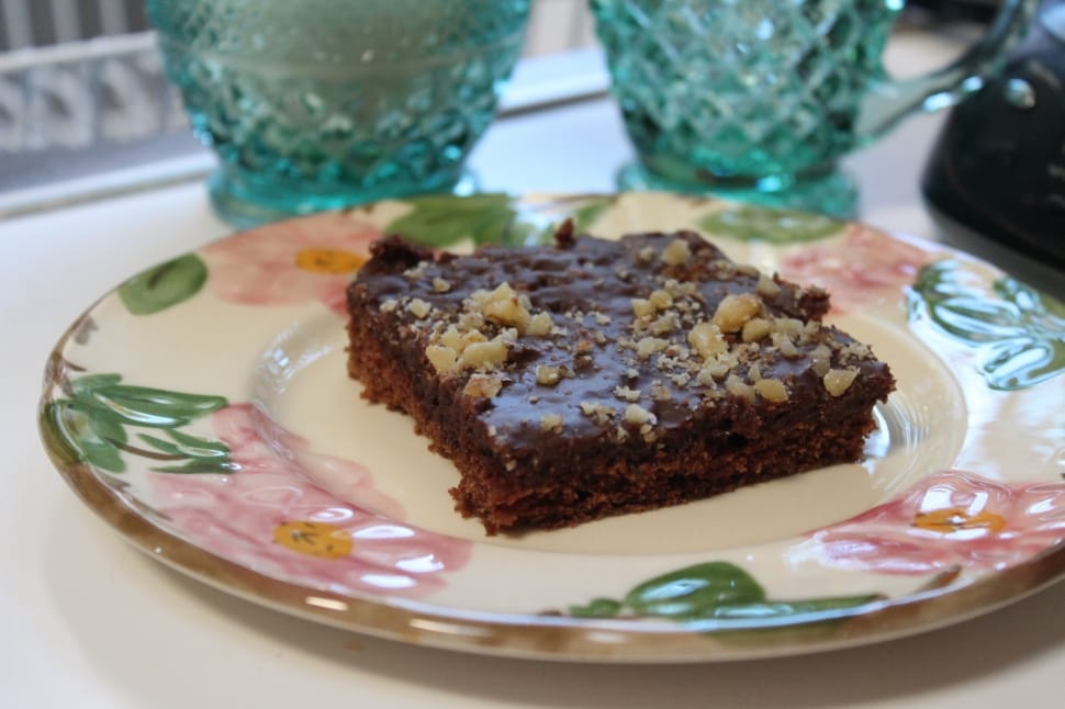 brownies and white and pink floral ceramic plate preview