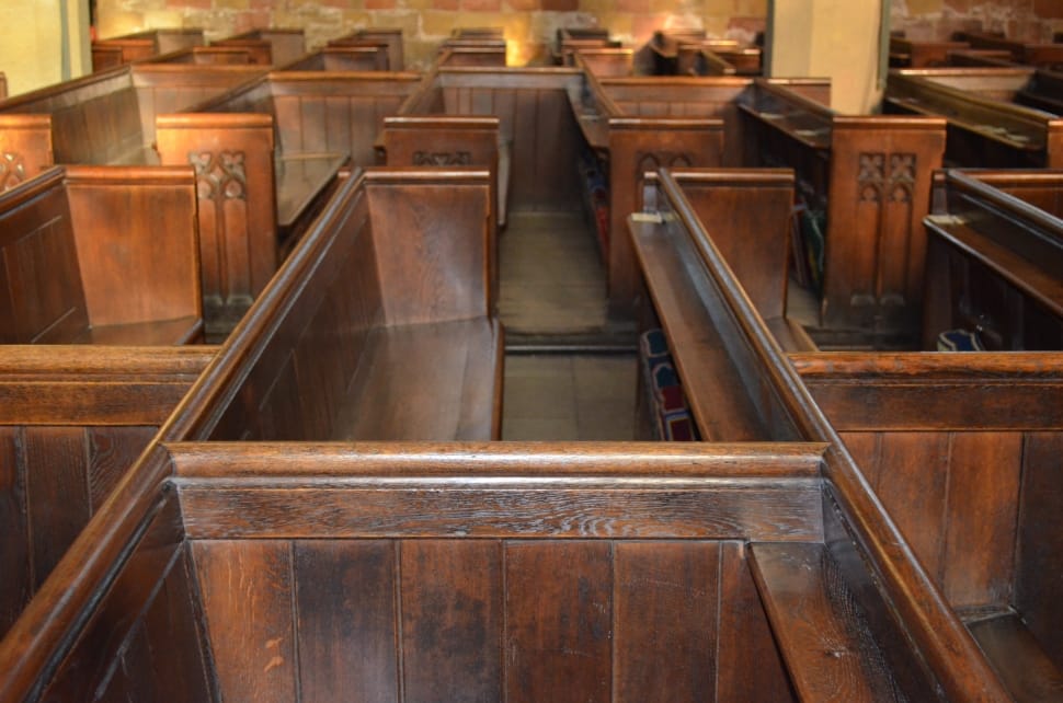 brown wooden church pew lot preview