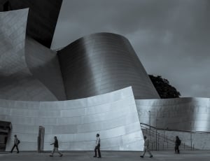 grey scale photo of disney concert hall thumbnail