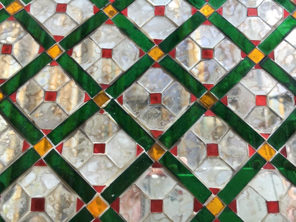 green red yellow and white stained glass wall decor preview