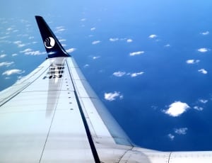white grey and black airplane wing thumbnail