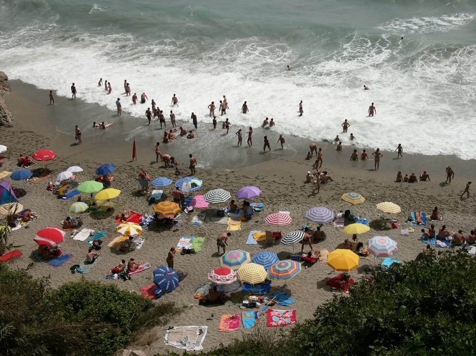 assorted color beach umbrellas preview