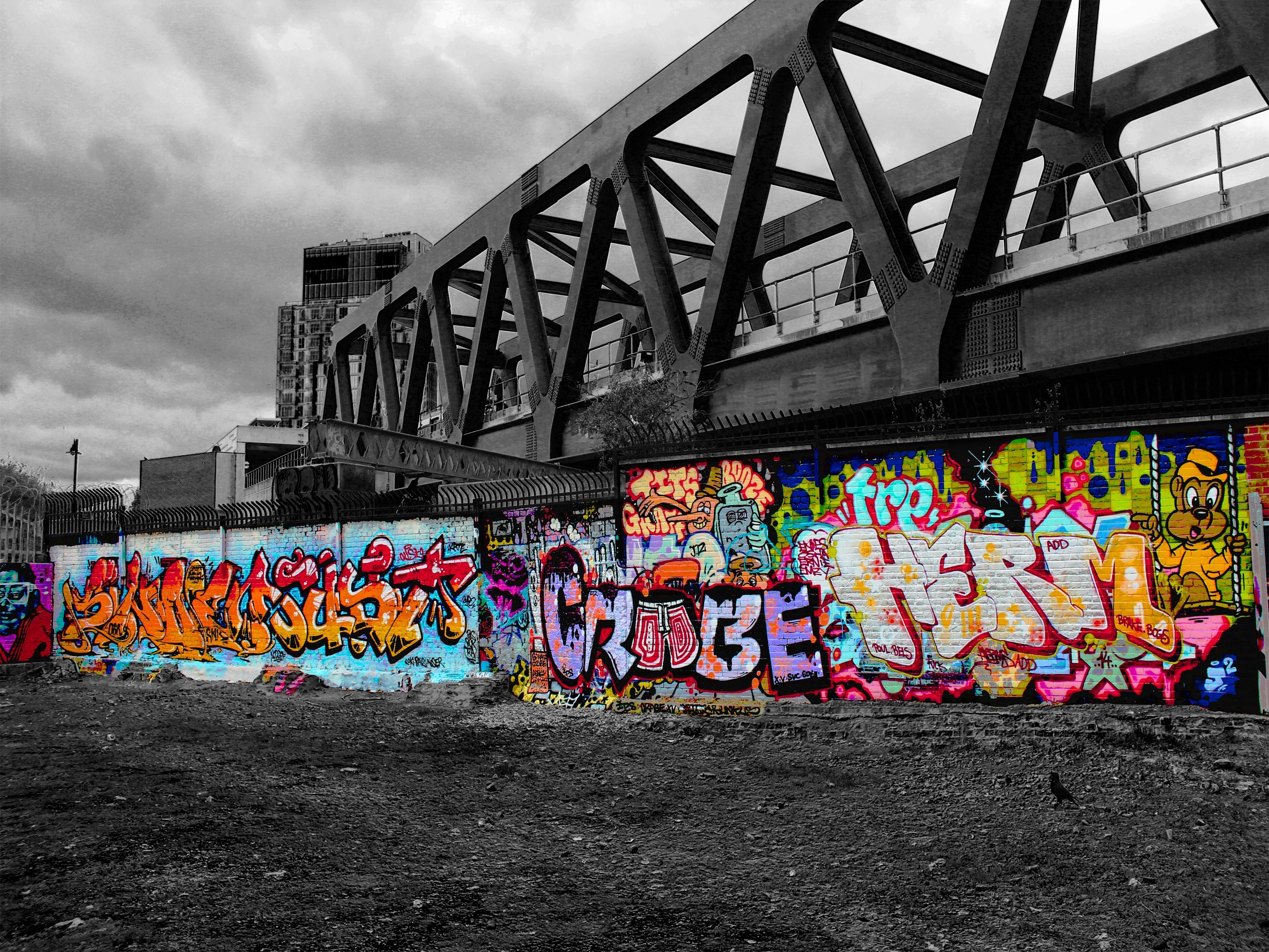 graffiti wall under the bridge