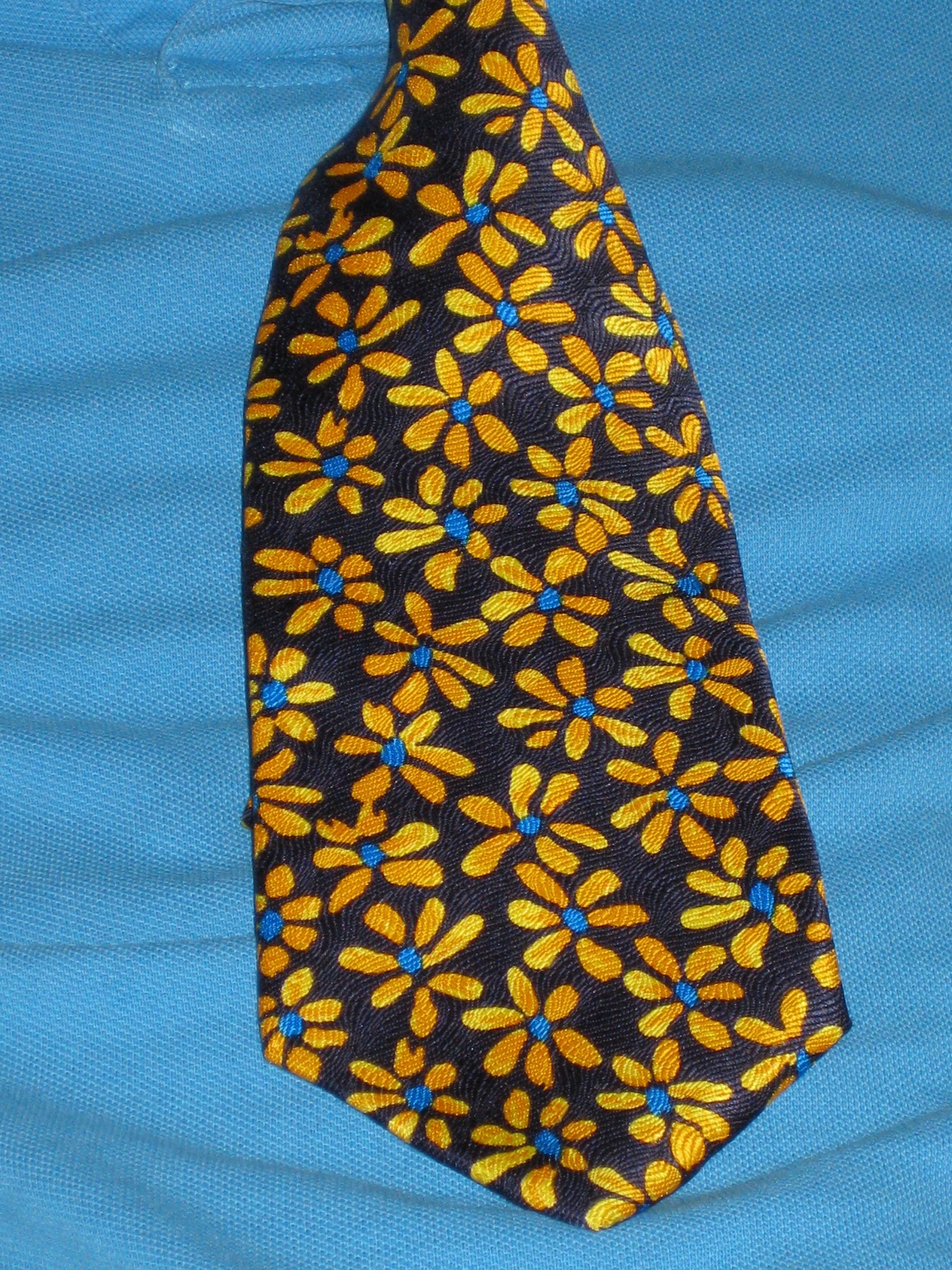yellow and brown floral necktie