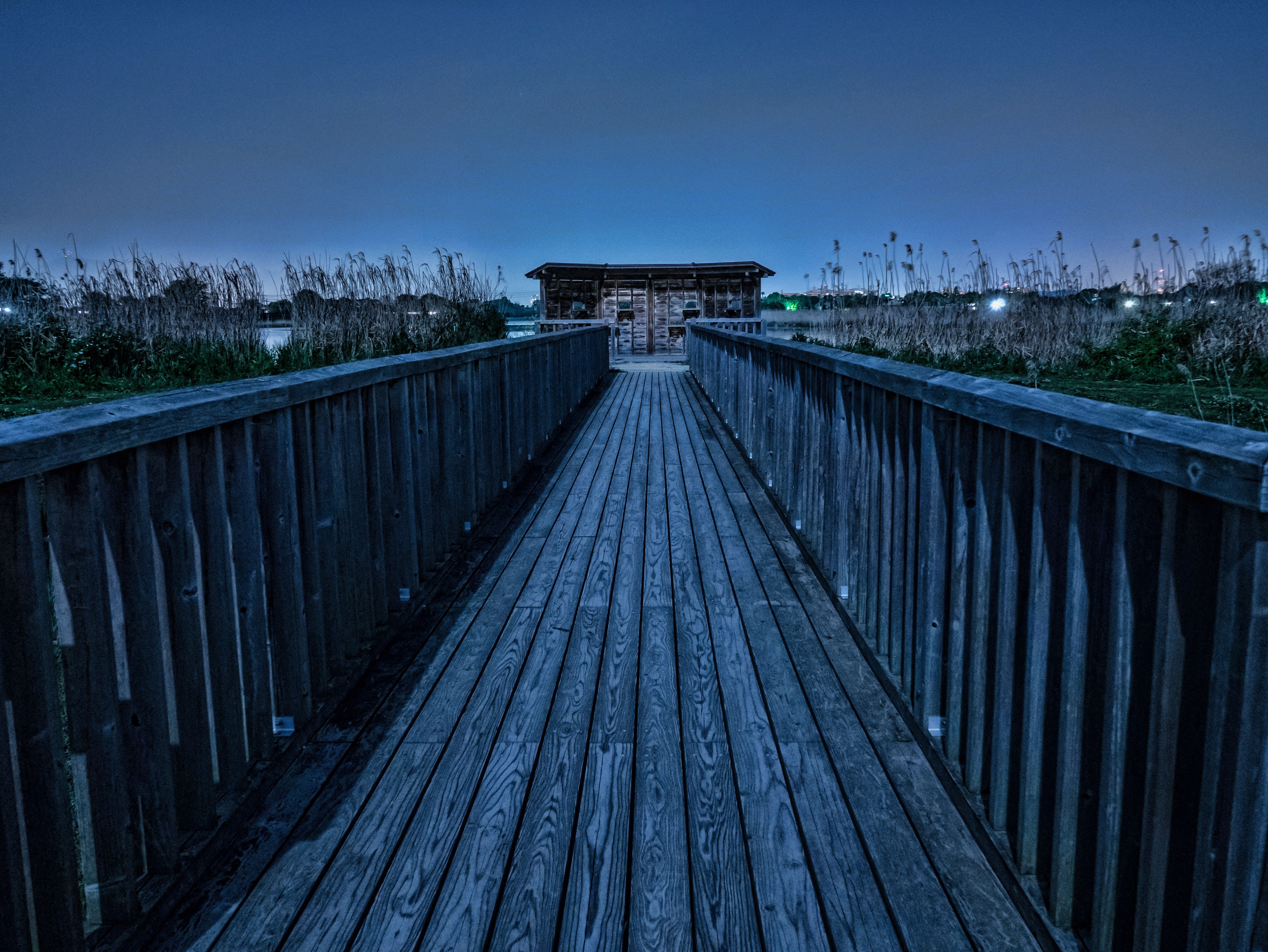 grey wooden footbridge