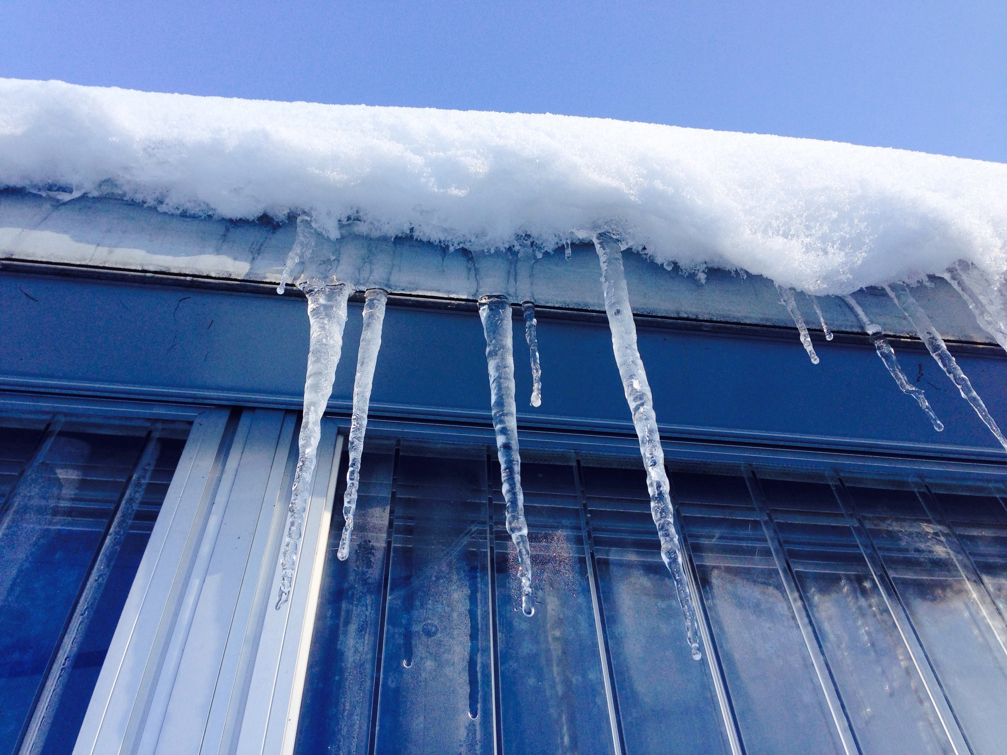 low angle photo of icicles