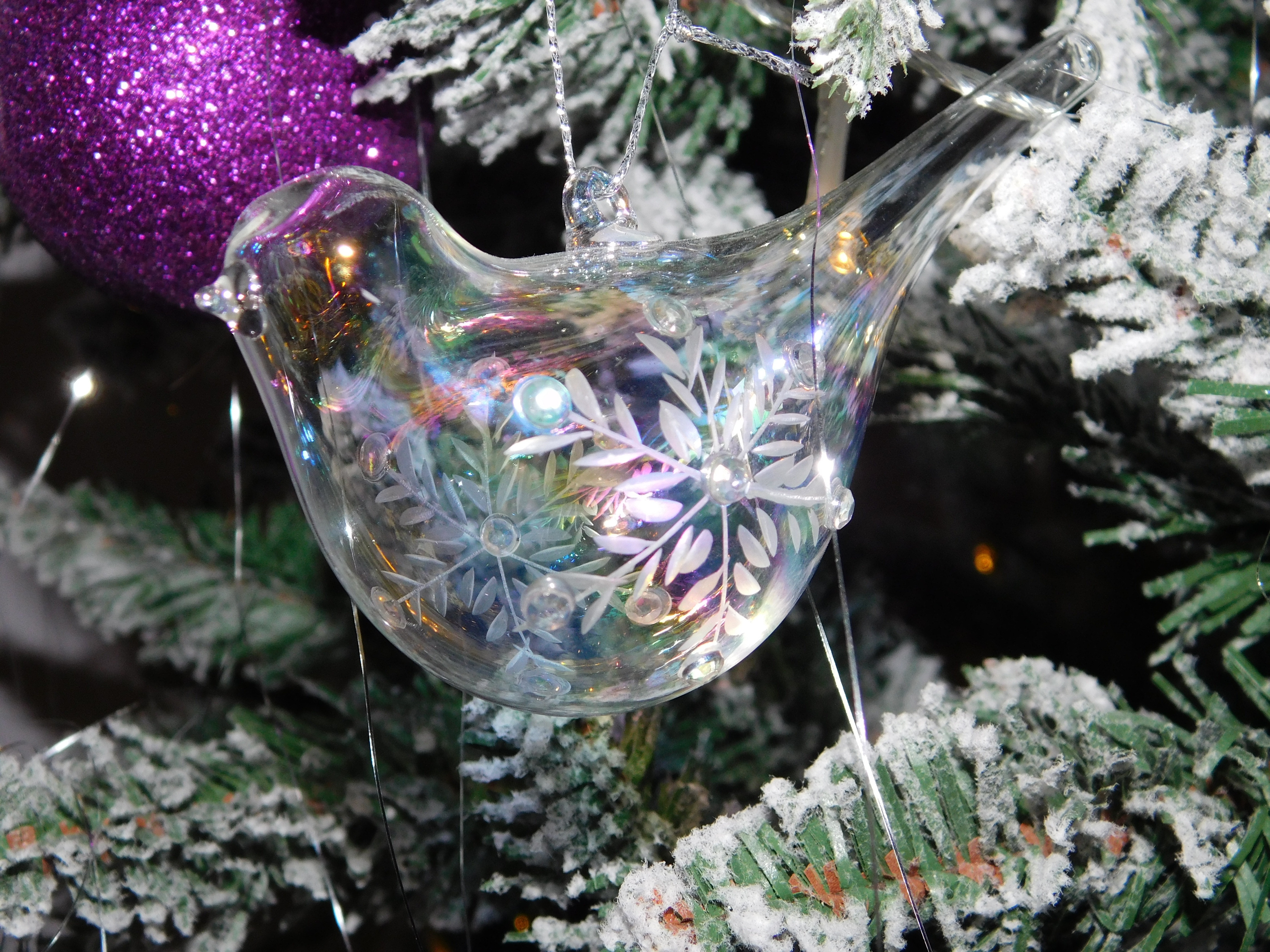 clear glass bird christmas decor
