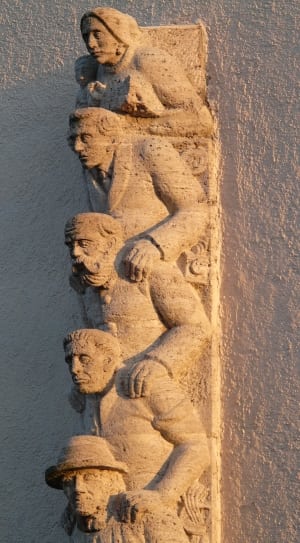 5 person beige concrete wall statues thumbnail