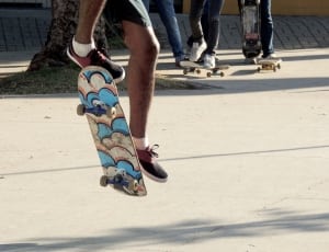 blue white and red skateboard thumbnail