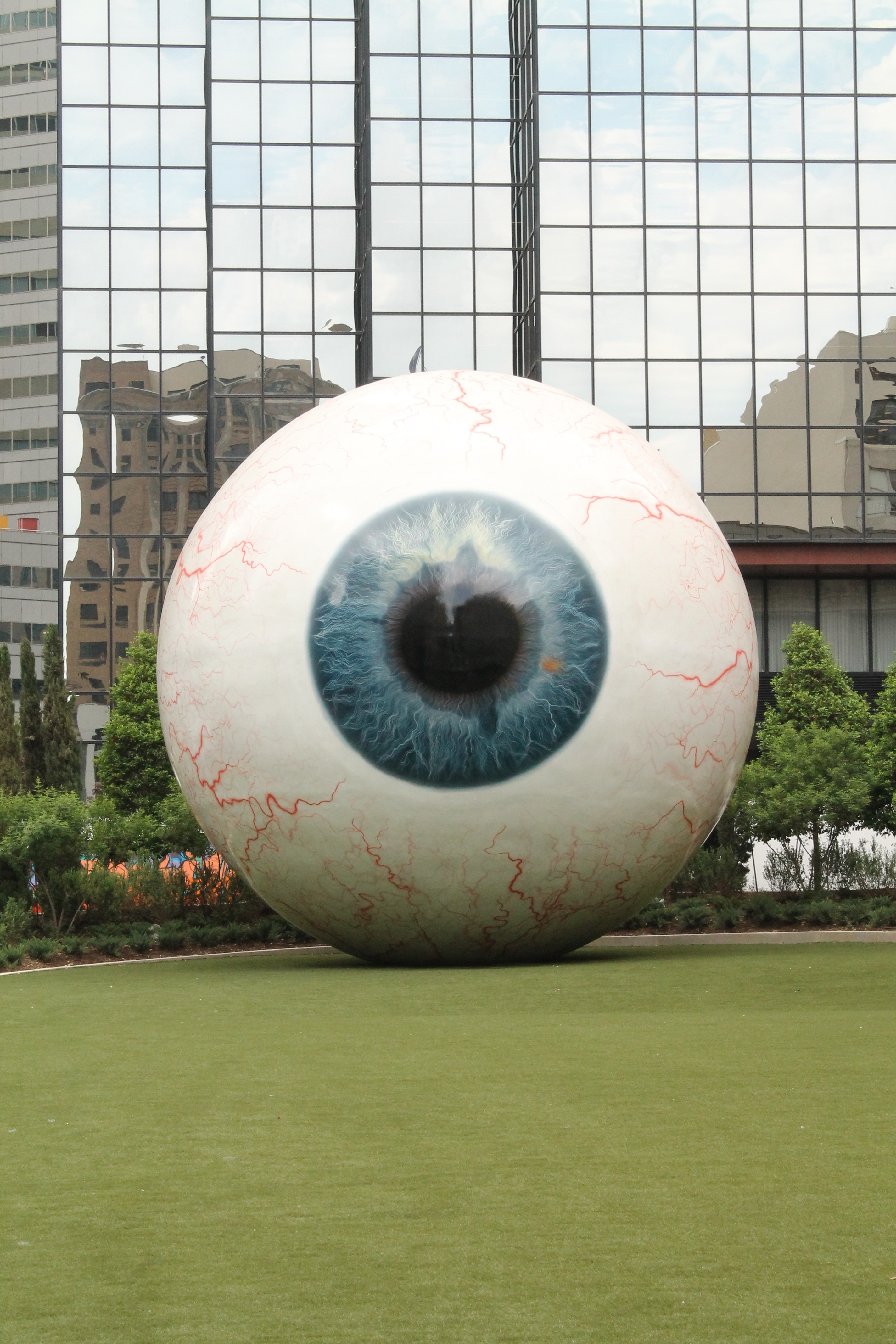 white eyeball statue
