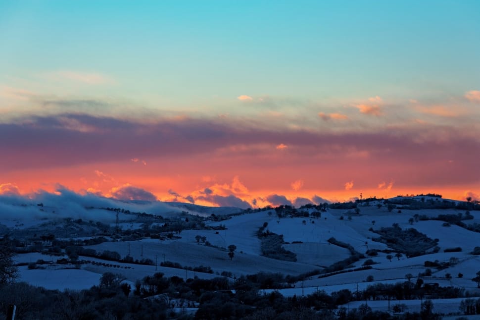 Winter, Sunset, Snow, Italy, Landscape, sunset, scenics preview