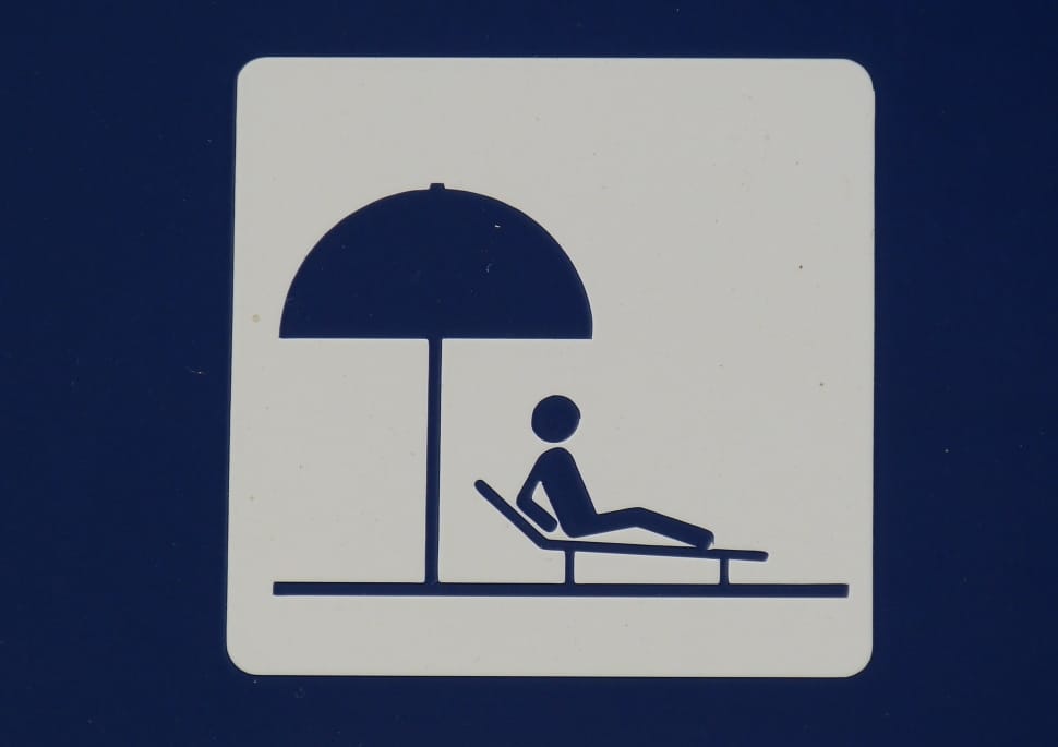 man figure on lounger under umbrella illustration preview