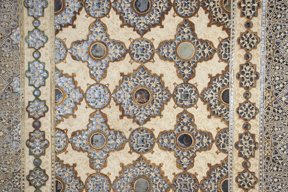 brown and blue area rug preview