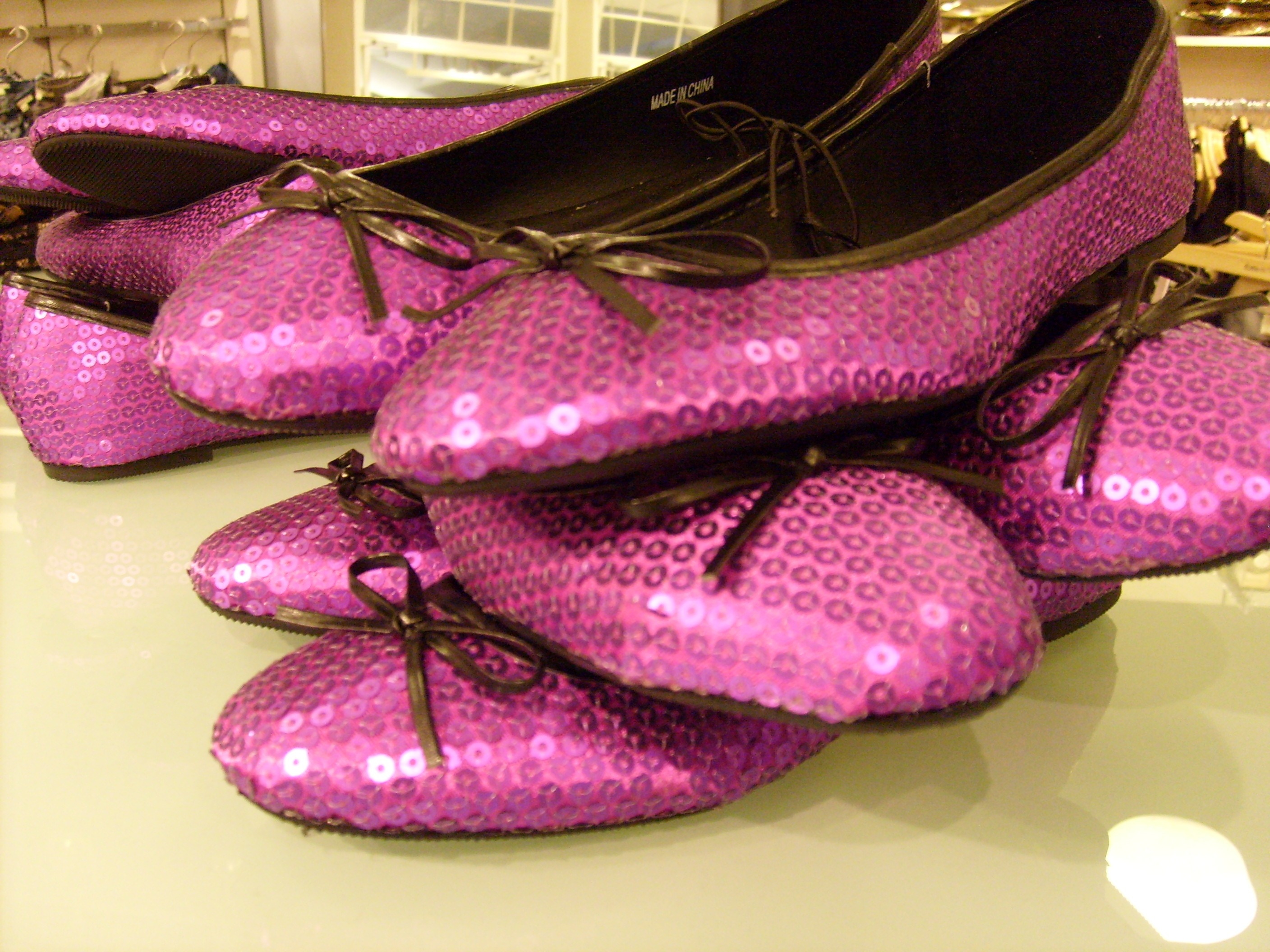 3 pairs of pink sequins slip on flat shoes