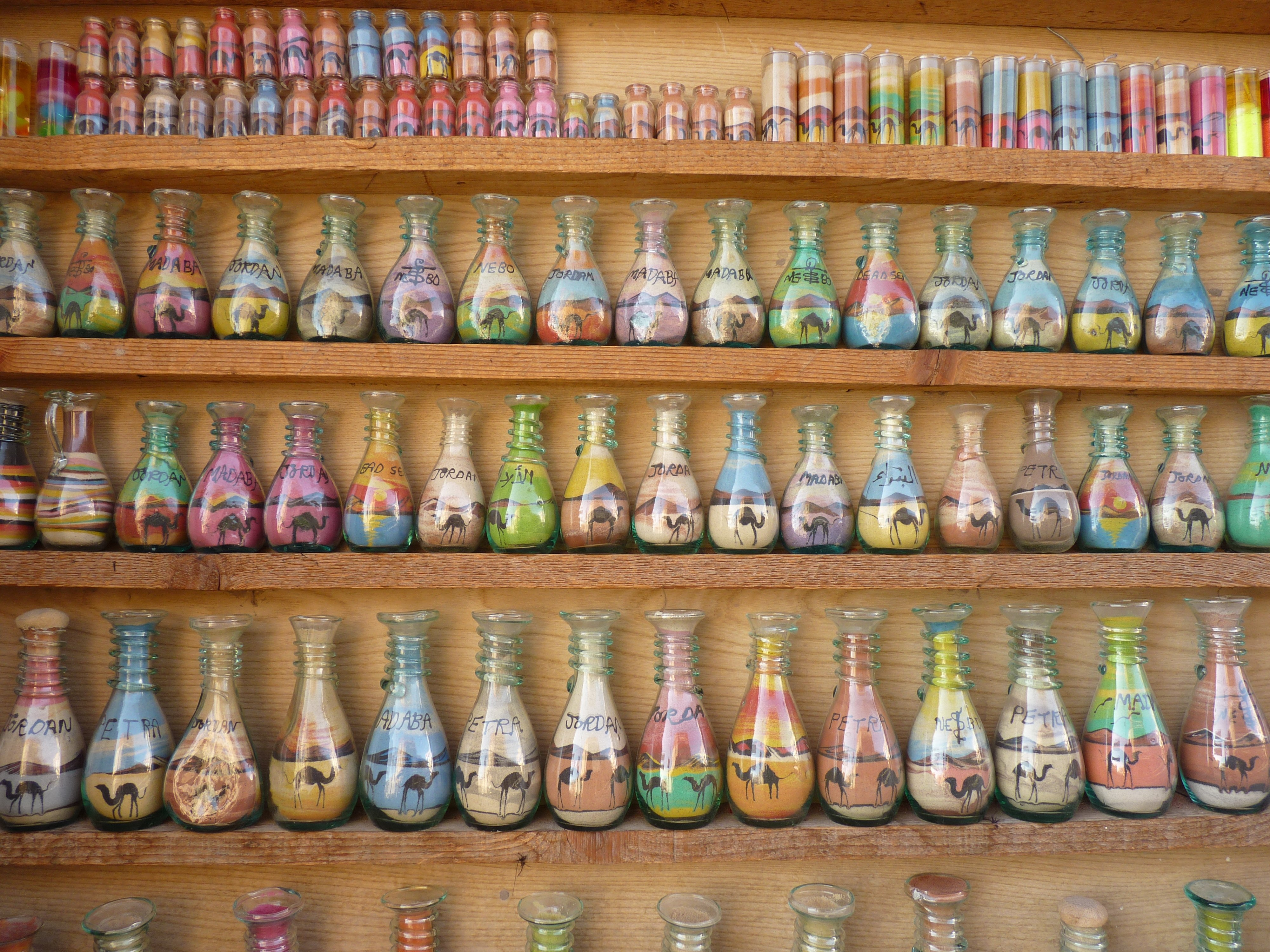 multicolored glass bottle lot