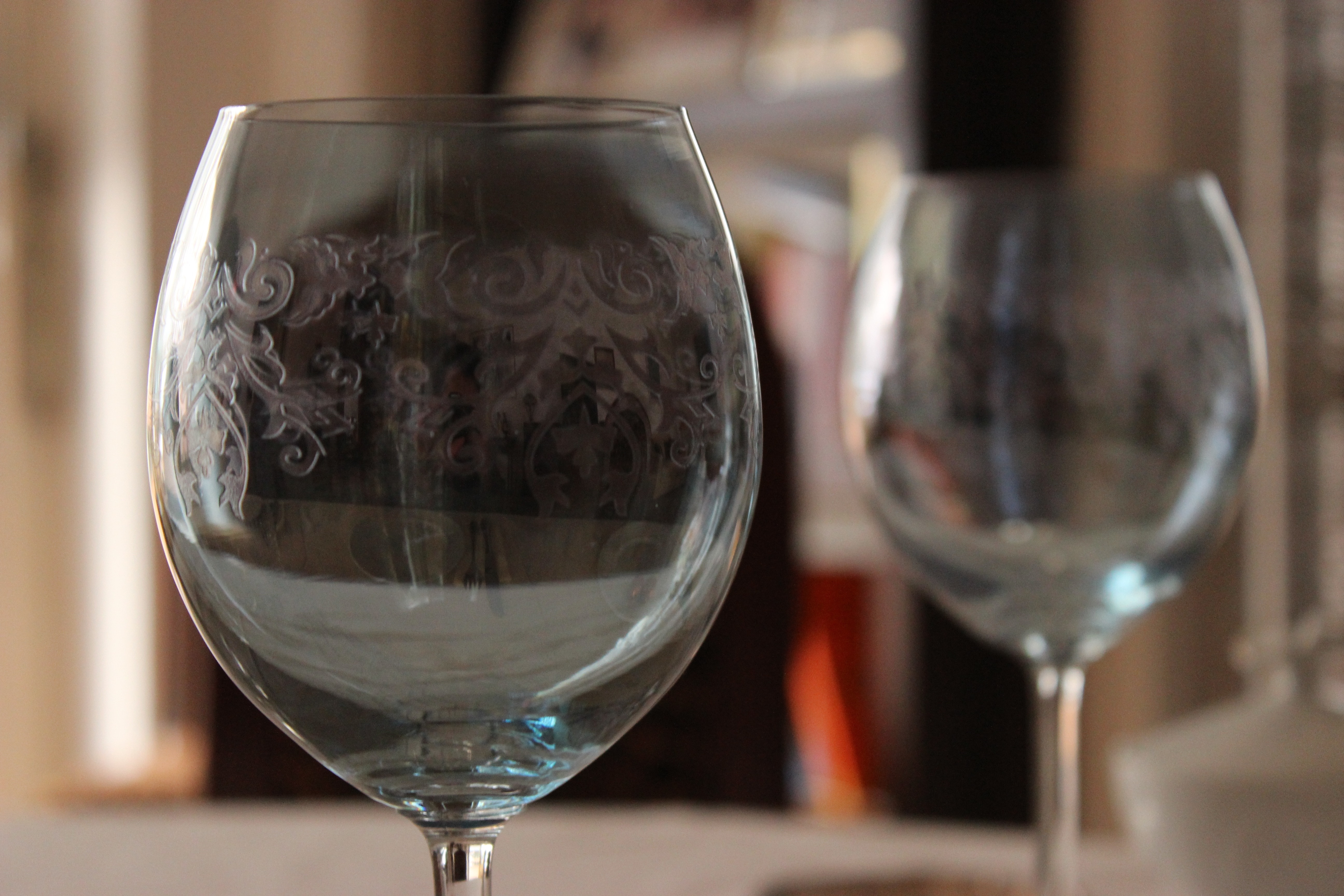 two wine glass macro photography
