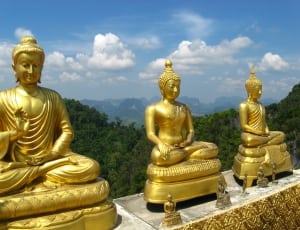 3 brass buddha figurines thumbnail