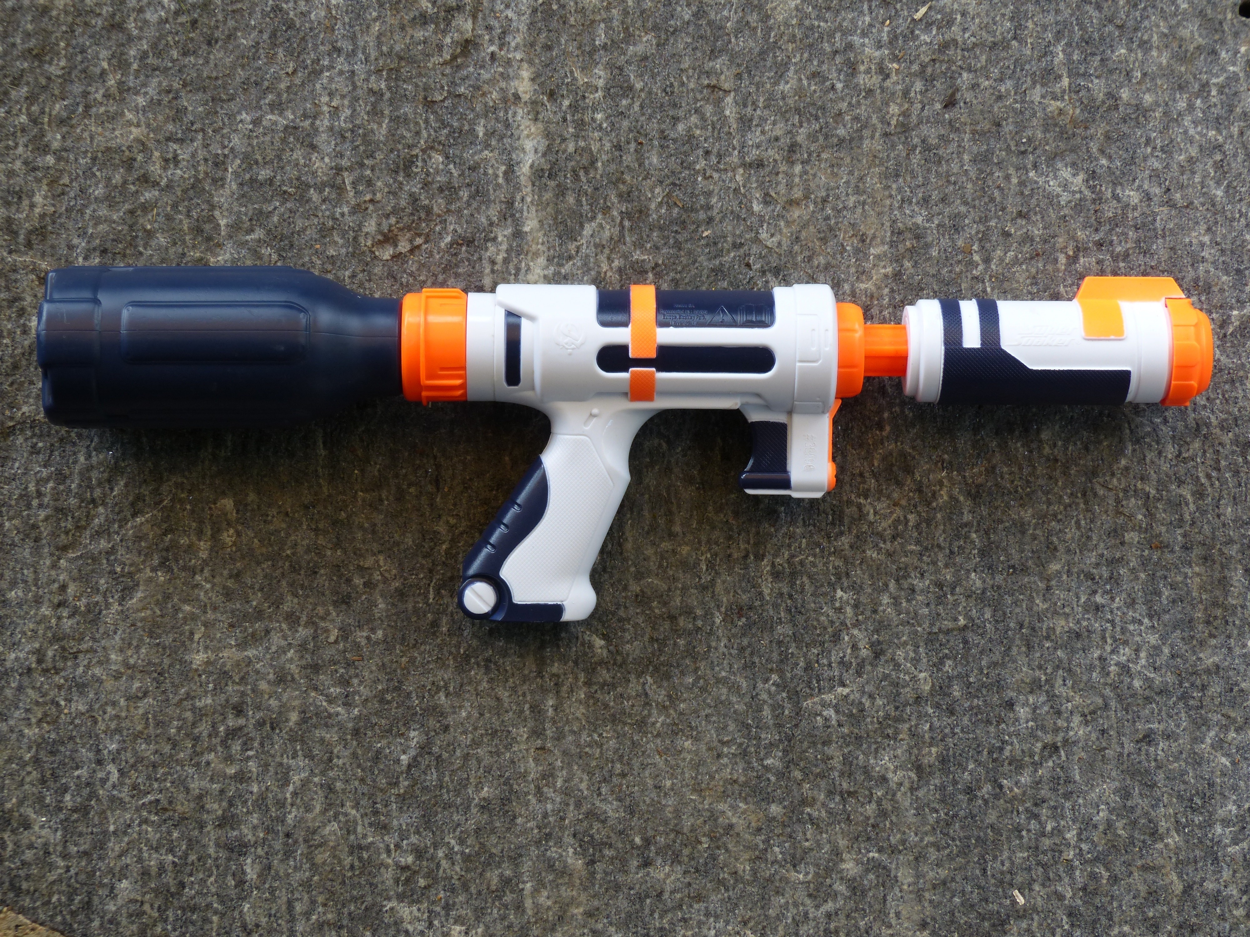 blue and white blaster toy gun