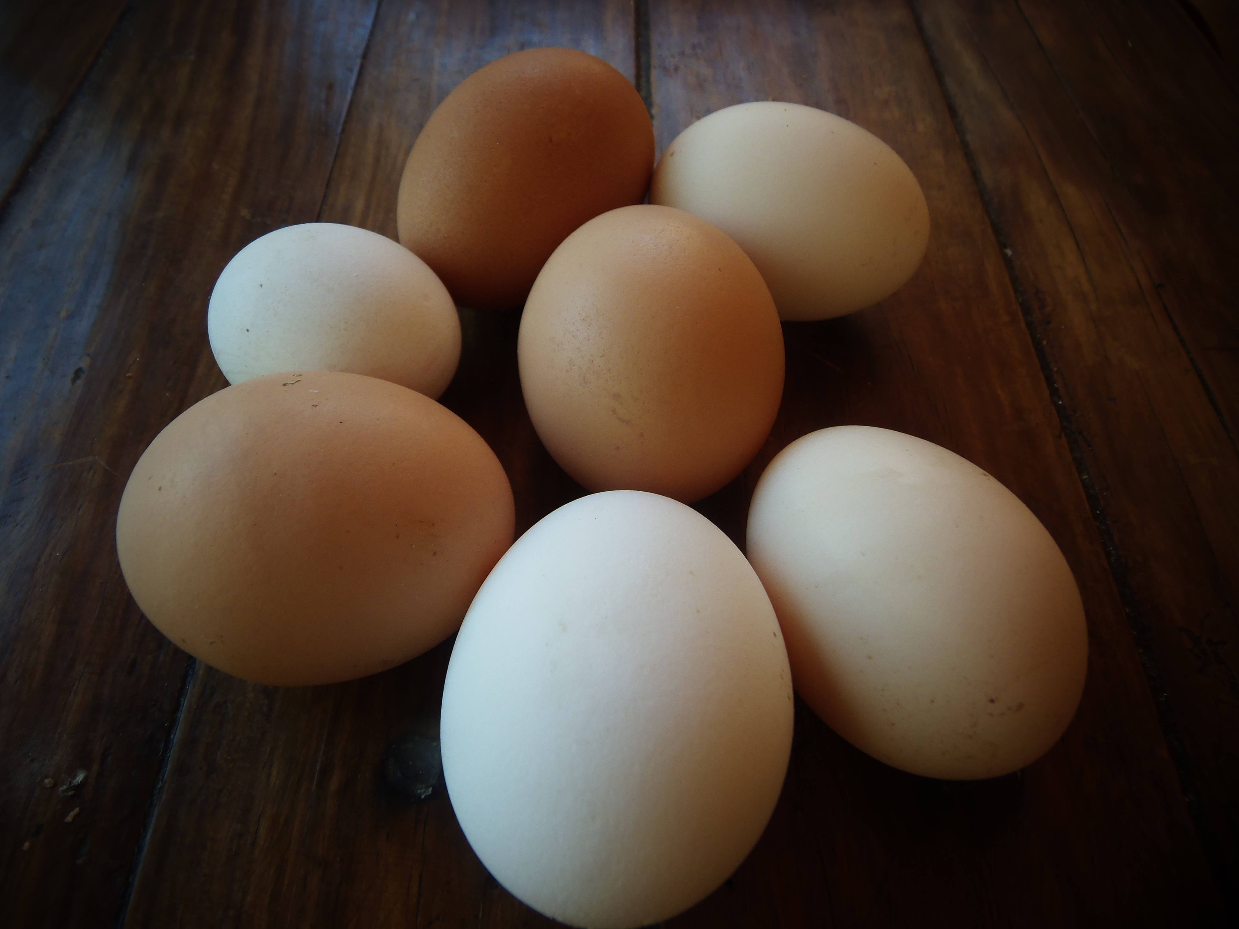 4 white and 3 brown eggs