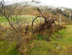 brown metal wheels in a green field thumbnail