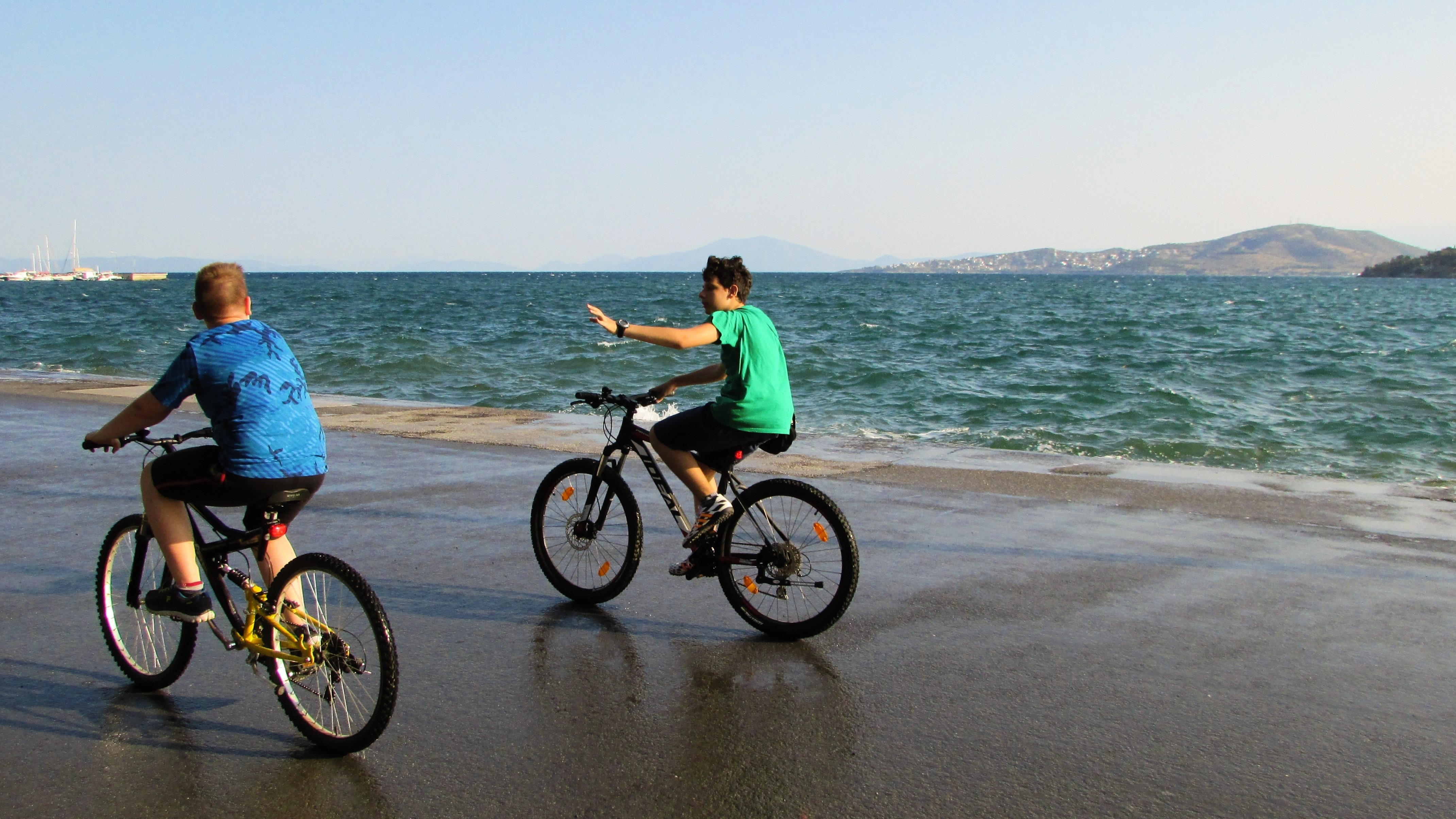 boys riding bikes