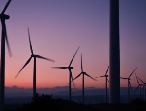 photo of windmills during sunset thumbnail