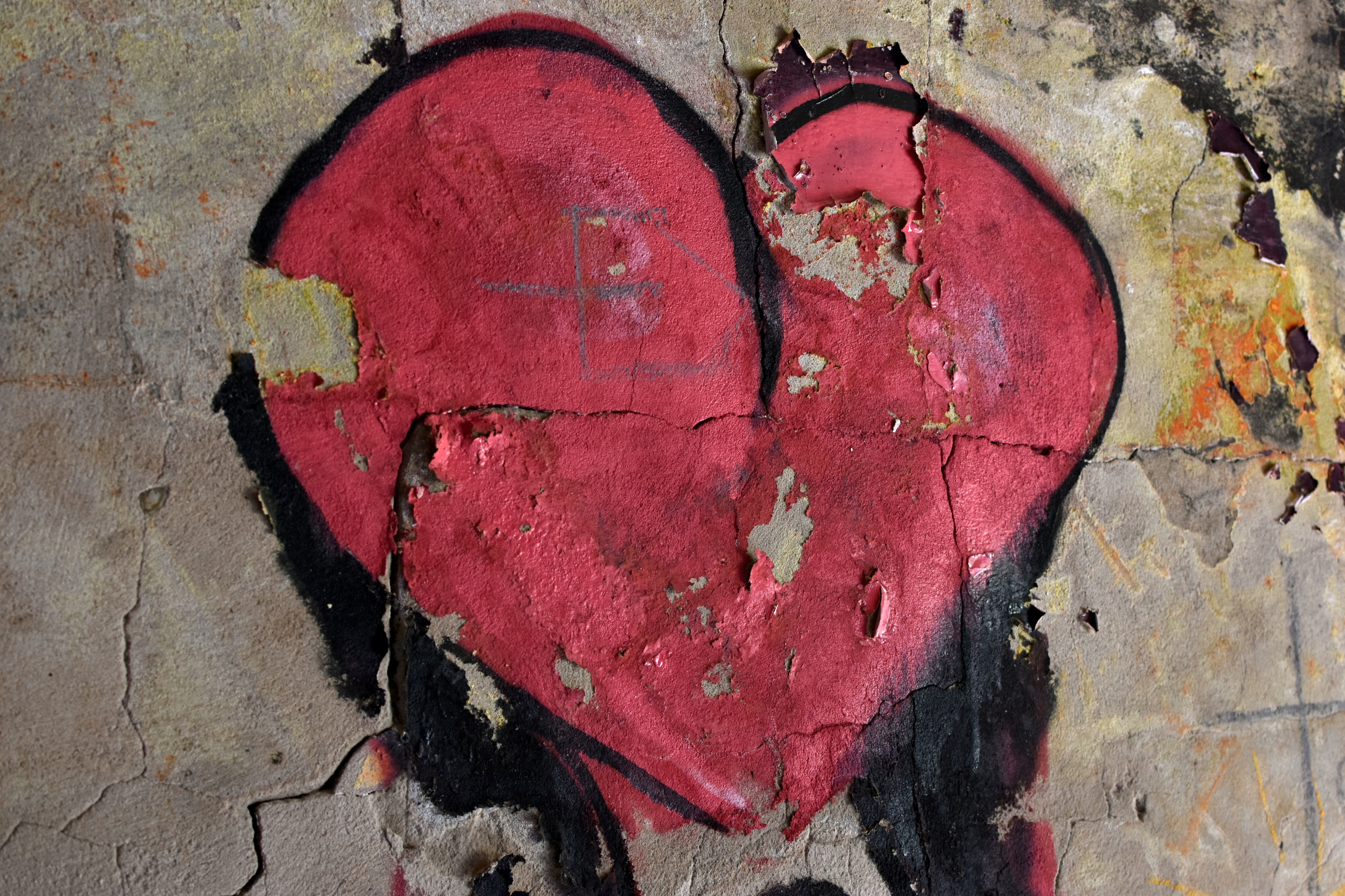 red and black heart wall paint