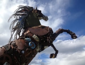 horse metal scrap statue thumbnail