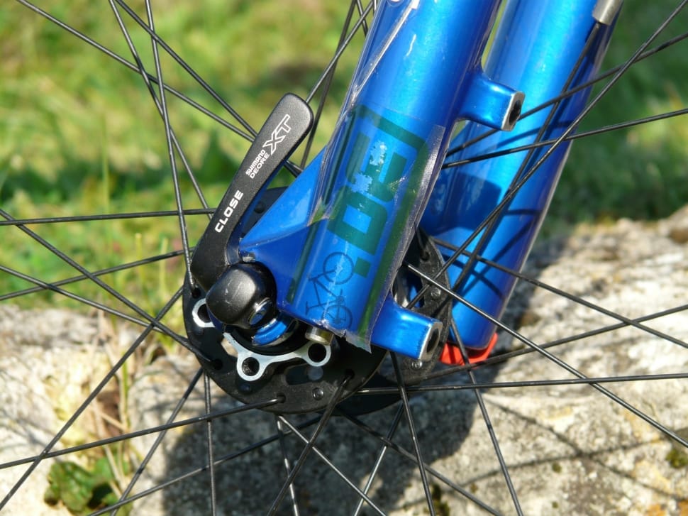 blue and black steel bicycle part preview