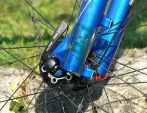 blue and black steel bicycle part thumbnail